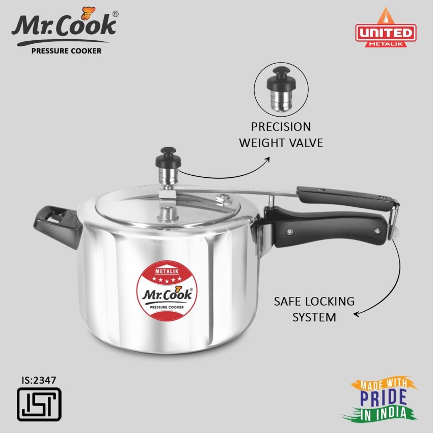 Mr cook steel pressure cooker 5 litre price new arrivals