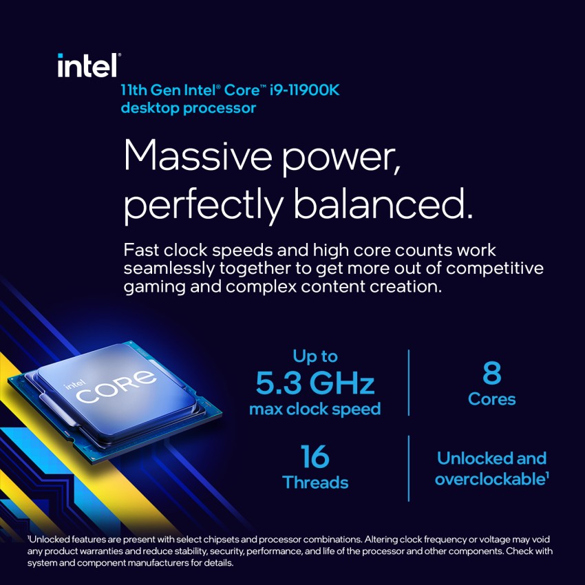Intel I9-11900K 5.3 GHz Upto 5.3 GHz LGA 1200 Socket 8 Cores 16 