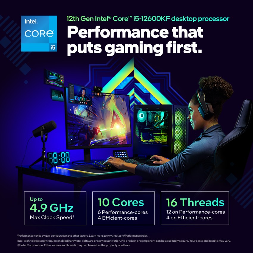 Intel I5-12600KF 4.9 GHz Upto 4.9 GHz LGA1700 Socket 10 Cores 16 Threads  Desktop Processor - Intel 