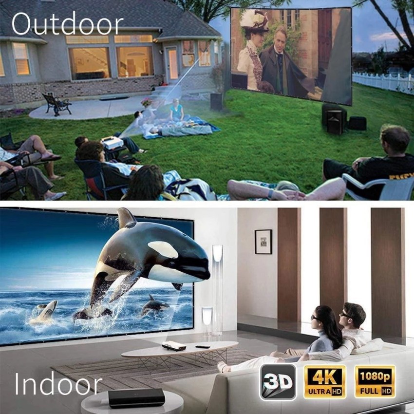 Vilro 82 inch Projector Screen,4K HD Portable Video Screen Foldable  Anti-Crease Indoor Outdoor Screen for Home, Office, Classroom (72 Inch (W)  x