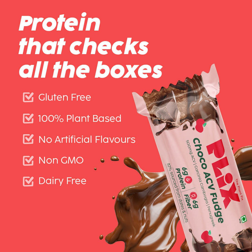 The Plant Fix Plix ACV Choco Fudge Bar for Pre Workout Satisfying Chocolate Cravings Pack of 30 Protein Bars Price in India Buy The Plant Fix Plix ACV Choco Fudge Bar