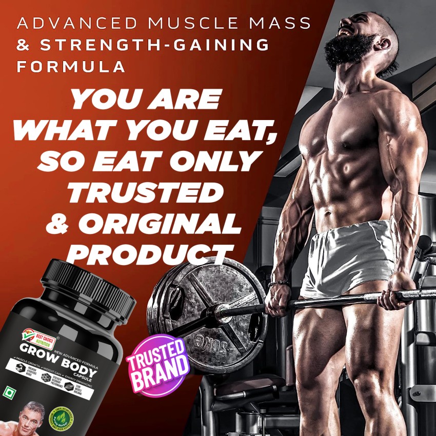 BEST CHOICE NUTRITION GROW BODY CAPSULE FOR WEIGHT GAIN, MUSCLE BUILDING  AND MUSCLE MASS GAIN : : Health & Personal Care