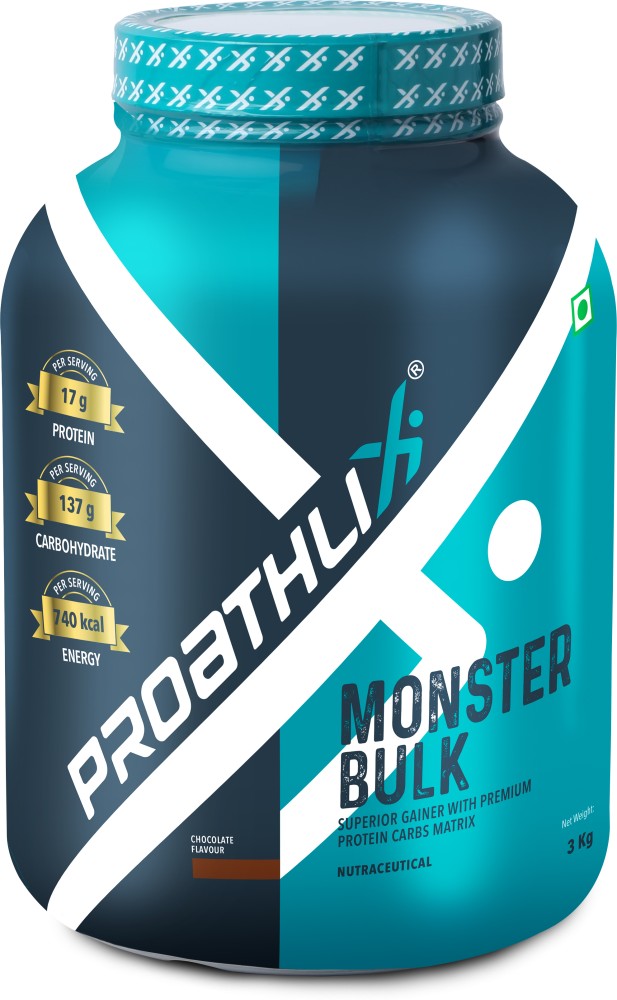 Proathlix Monster Bulk Gainer (Chocolate, 3KG) 1833 kcal Energy