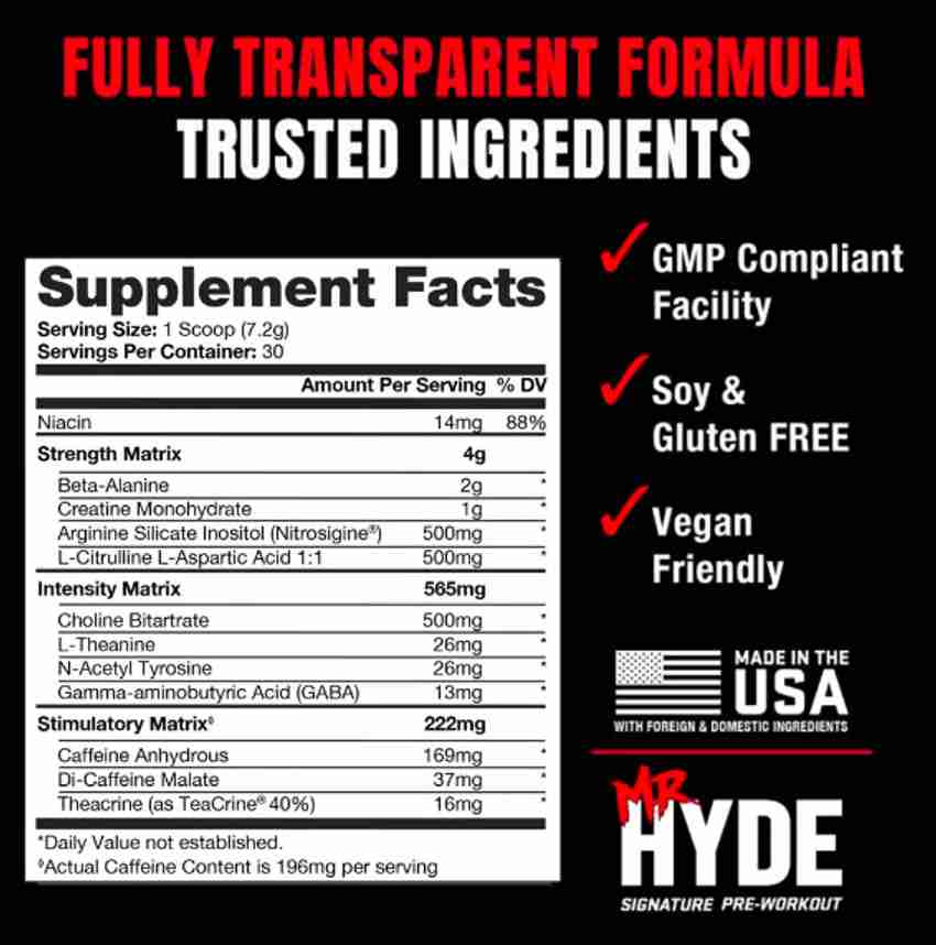 PROSUPPS Mr Hyde Signature 60 servings Pre Workout Intense energy focus Pumps. Pre Workout Price in India Buy PROSUPPS Mr Hyde Signature 60 servings Pre Workout Intense energy focus