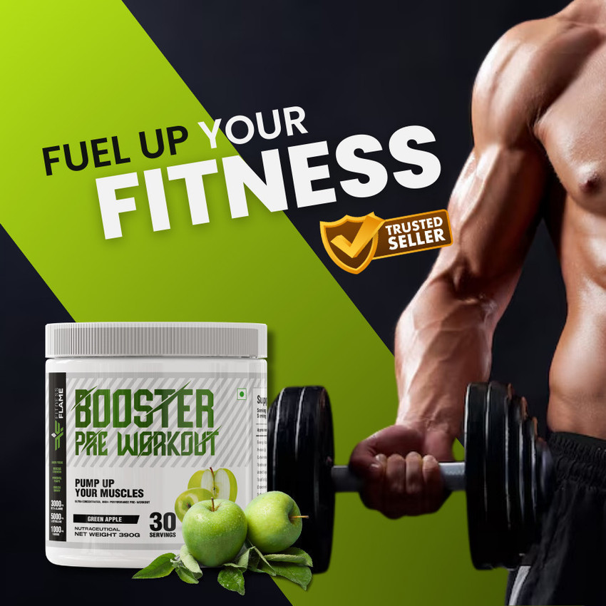 Fitness Flame Green Apple Flavor 390g Pre Workout Price in India Buy Fitness Flame Green Apple Flavor 390g Pre Workout online at Flipkart