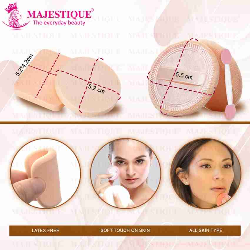 MAJESTIQUE Powder Puff and Round Square Shape Makeup Sponge with Stick Pack of 3 Price in India Buy MAJESTIQUE Powder Puff and Round Square Shape Makeup Sponge with Stick Pack of