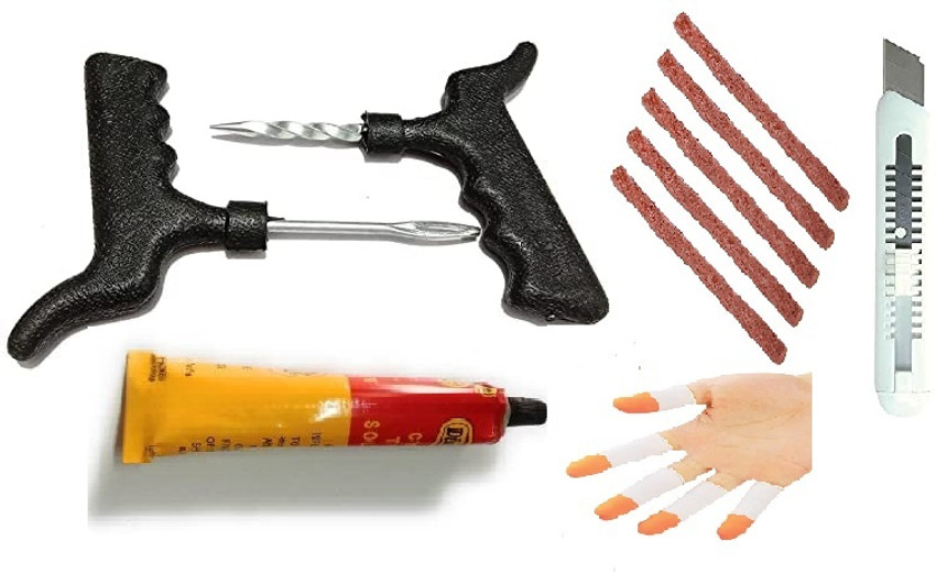 PRIDE Tubeless Tyre Puncture Repair Kit Tube Solution Use for Car Bike Combo Tubeless Tyre Puncture Repair Kit