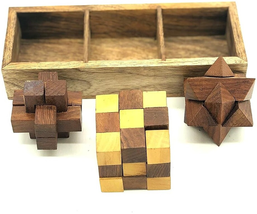Set of 3 wooden puzzles cheap