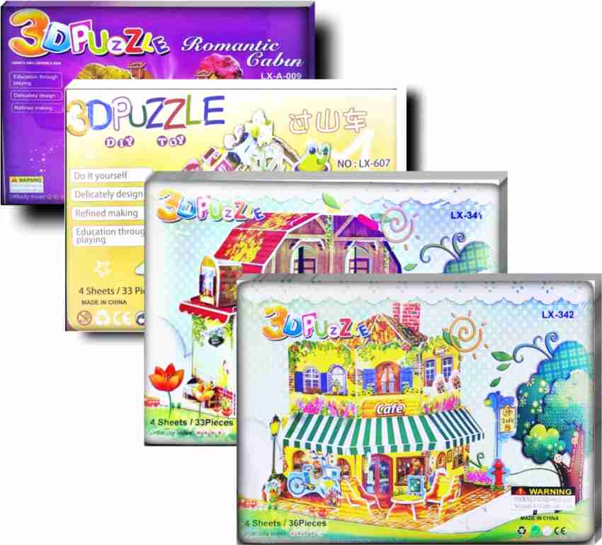 3D Puzzle House Toy Jigsaw for Kids Pack Of 4 Combo Mix