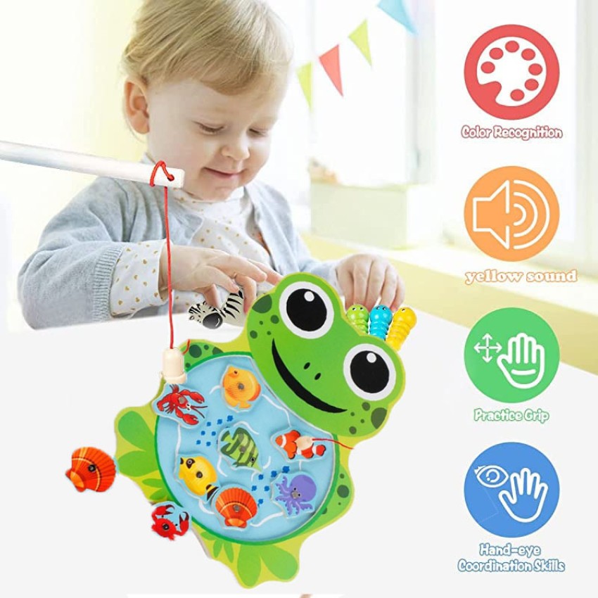 ReneReit Magnetic Fishing Pole Game Fish Catching Board Jigsaw Green Frog  Shape Puzzle Learning Teaching for Kids Preschool Learning BIS Certified  Toys - Multicolor