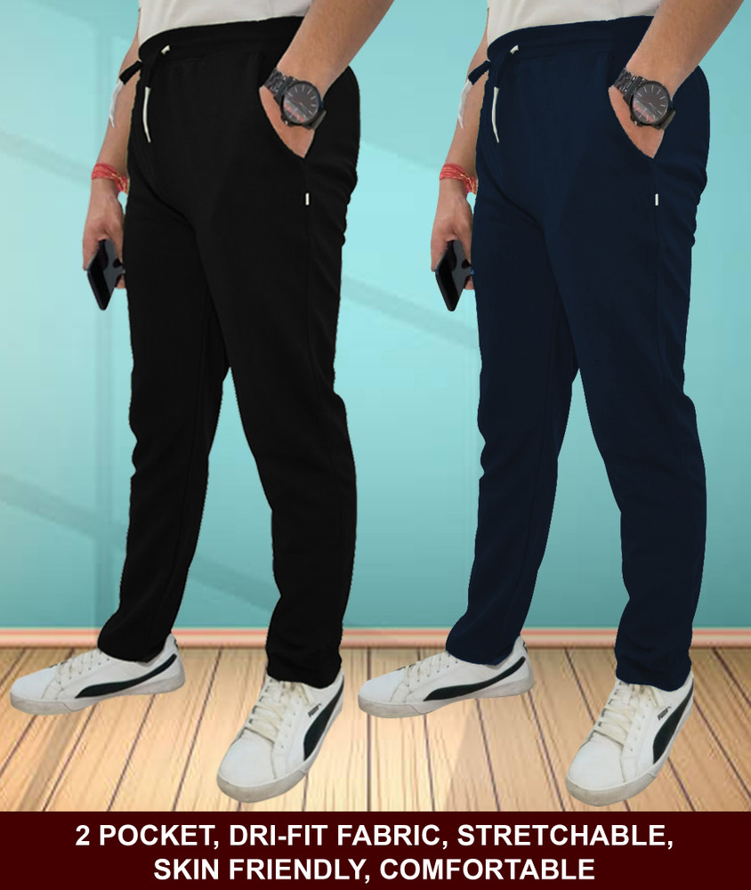 TohuBohu Solid Men Black, Dark Blue Track Pants - Buy TohuBohu Solid Men  Black, Dark Blue Track Pants Online at Best Prices in India | Flipkart.com
