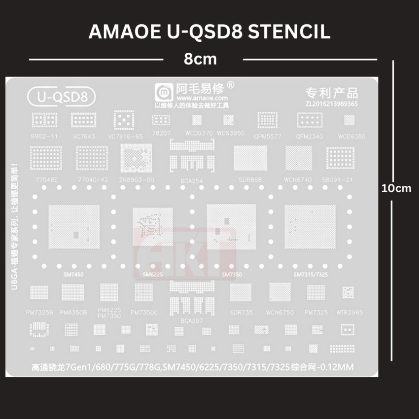 AKT AMAOE U-QSD9 STENCIL tin multipurpose,865,870,SM8250,0.12MM Quilting  Stencil Price in India - Buy AKT AMAOE U-QSD9 STENCIL tin  multipurpose,865,870,SM8250,0.12MM Quilting Stencil online at