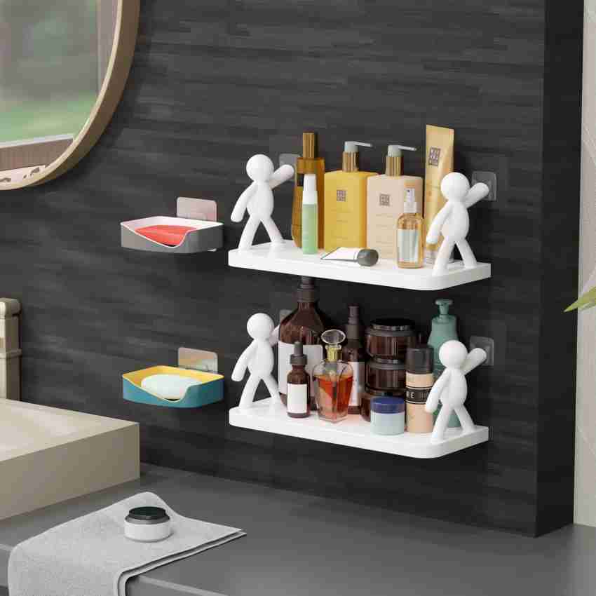2pcs Adhesive Shower Caddy Shower Organizer Shelf, No Drilling Stainless  Steel Bathroom Storage Rack For Inside, Shower Shampoo Conditioner Holder,  Sh
