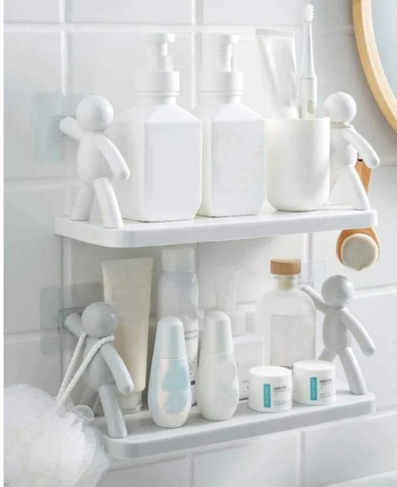 Buy MorivaHomes Self Adhesive Bathroom Accessories Items Multi-Purpose Wall  Mount Bathroom, Kitchen, Home Decor Floating Wall Shelf (White, Pack Of 1)  Online at Best Prices in India - JioMart.