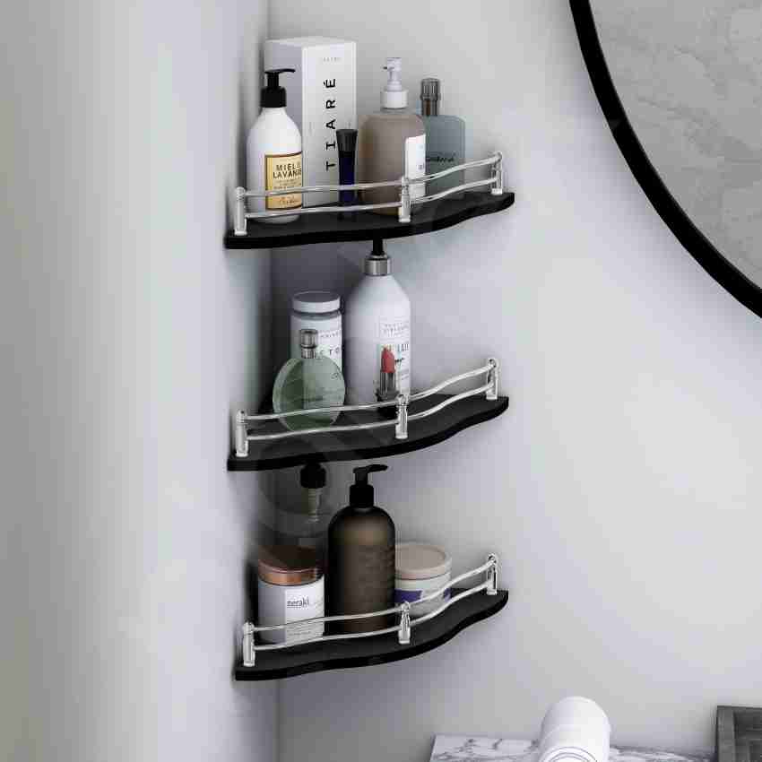 Buy Plantex Premium Black Glass Corner Shelf for Bathroom/Wall