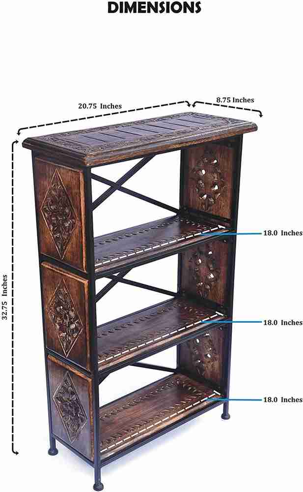 Furniture Hub Wooden And Wrought Iron Floor Standing Multipurpose