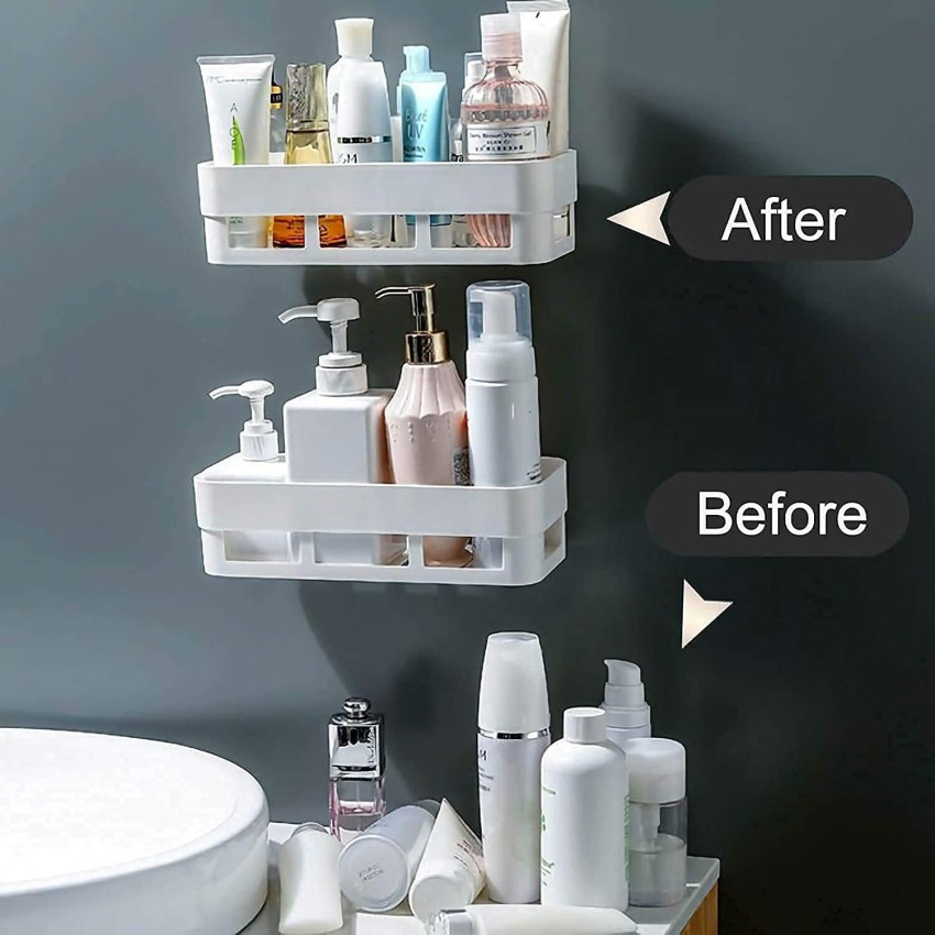 Acrylic Bathroom Shelves without Holes Wall-mounted Soap Shampoo