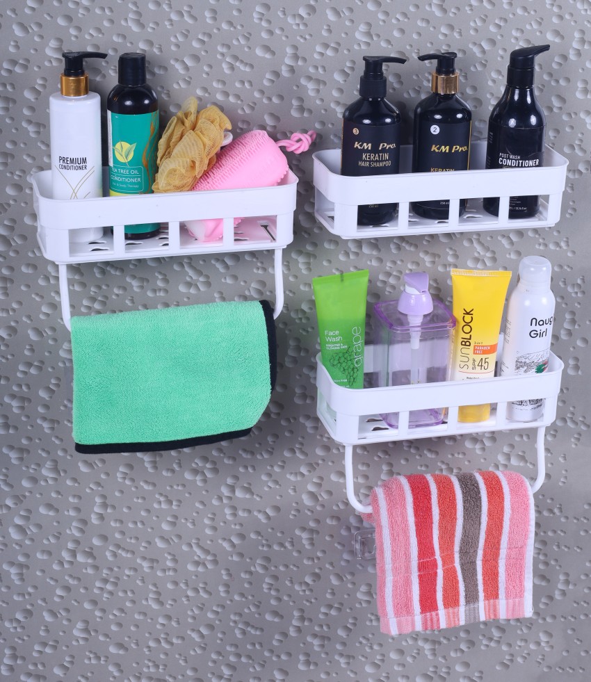 Bathroom Wall Shelf With Suction Cup, Adhesive Free Storage Rack