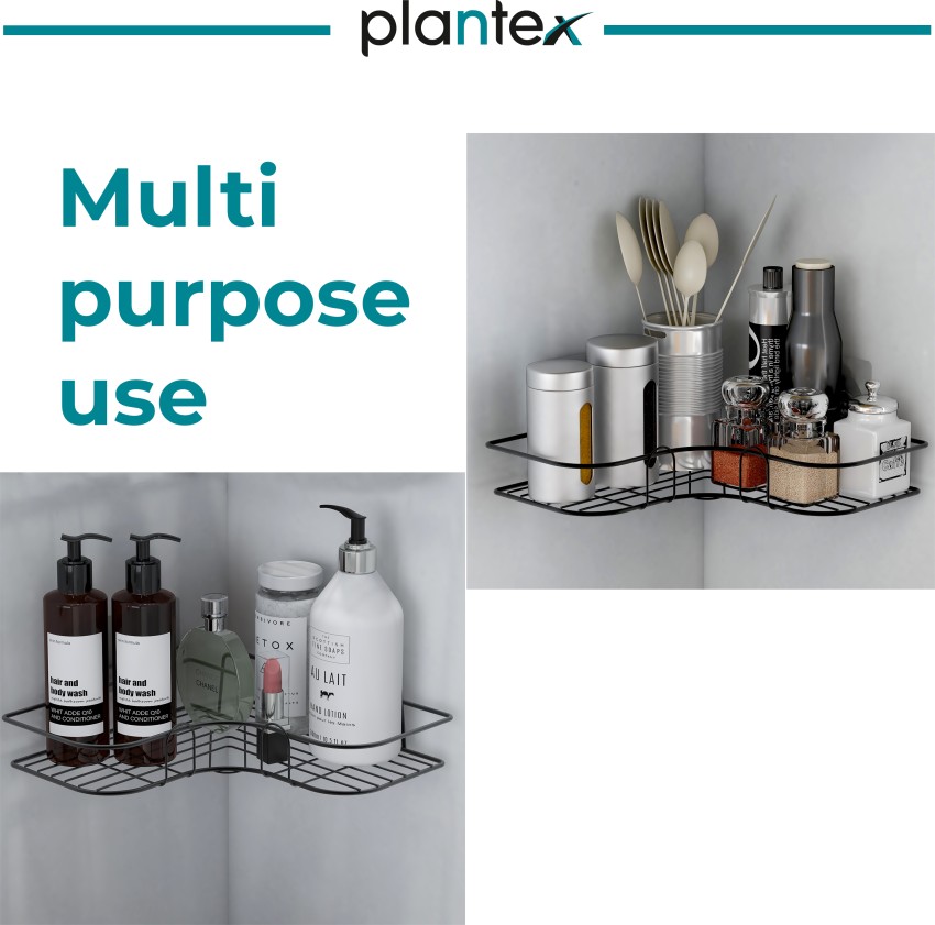 Plantex Bathroom Corner Self Adhesive Shelf/Rack/Storage Organizer - Bathroom  Accessories