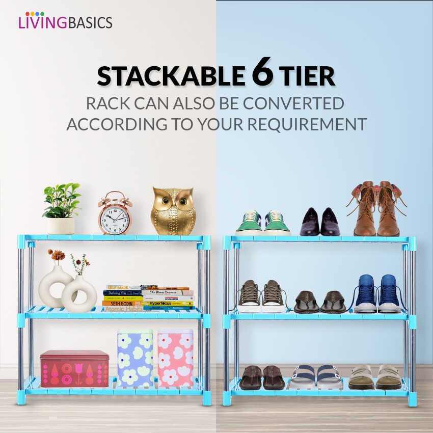 LivingBasics Multipurpose Plastic Storage Rack for Books/Clothes