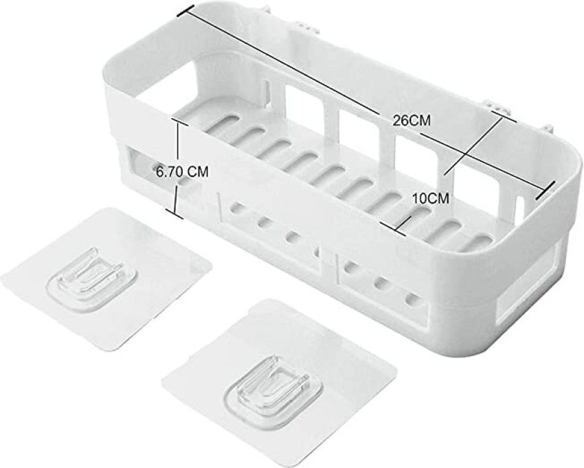 Plastic Bathroom Storage Rack,No Drilling Bathroom Shelf With Adhesive,Wall  Mounted Bathroom Shower Storage Organizer Rack