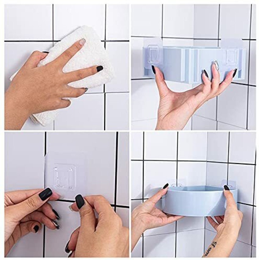 Wall Mounted Bathroom Storage Shelf Self-adhesive Kitchen Corner