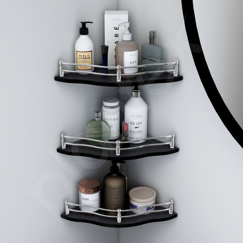 Buy Plantex Premium Black Glass Corner Shelf for Bathroom/Wall