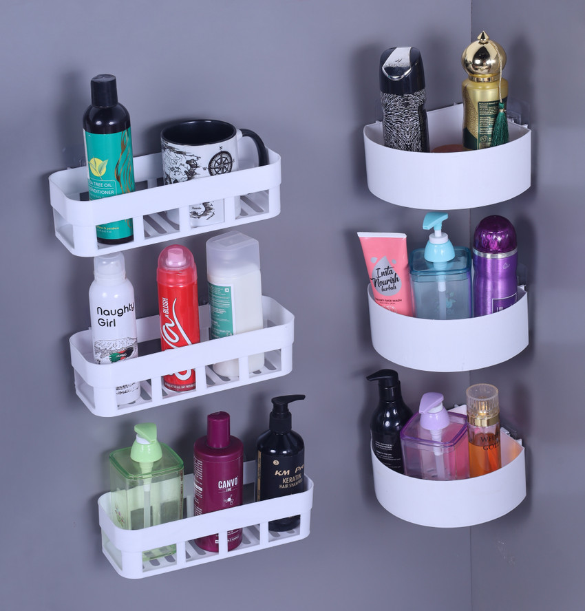 Zenvio Pack of 6 ABS Plastic Bathroom Shelf 3 Bathroom Corner 3 Bathroom Rack Plastic Wall Shelf Price in India Buy Zenvio Pack of 6 ABS Plastic Bathroom Shelf 3
