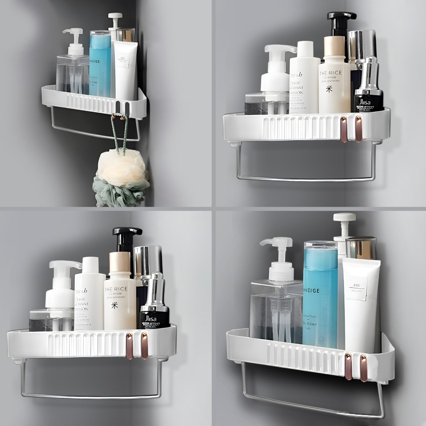 Plantex Bathroom Corner Self Adhesive Shelf/Rack/Storage Organizer