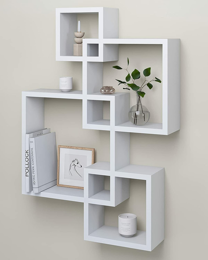White wooden shop rack