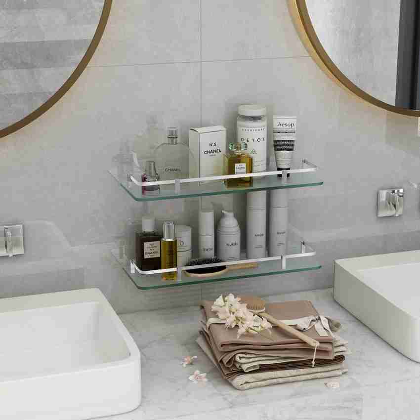 Chrome and glass bathroom storage sales