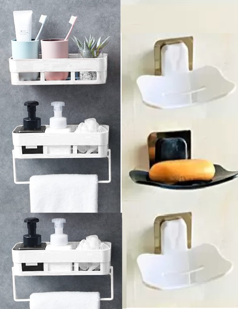 Bathroom Wall Mounted Soap Dish With Hook Multifunctional Self