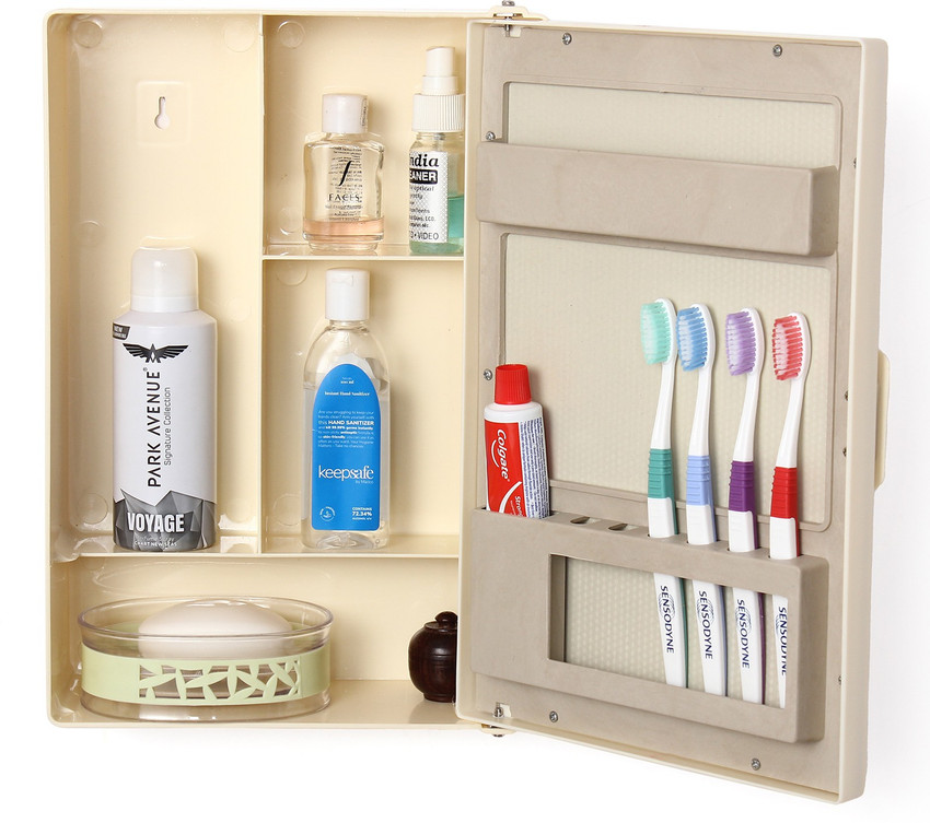 Zahab Bathroom cabinet with mirror Plastic Wall Shelf Price in