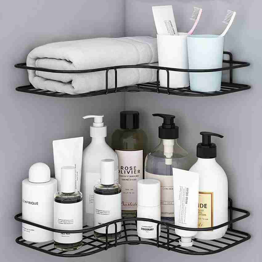 Stainless Steel Gold & Black Bathroom Corner Shelf Shower Rack Storage  Organizer