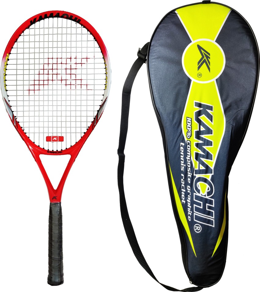 KAMACHI PRO 300A 100% composite graphite racquet Dual pad coverColor may vary 27 inch Multicolor Strung Tennis Racquet