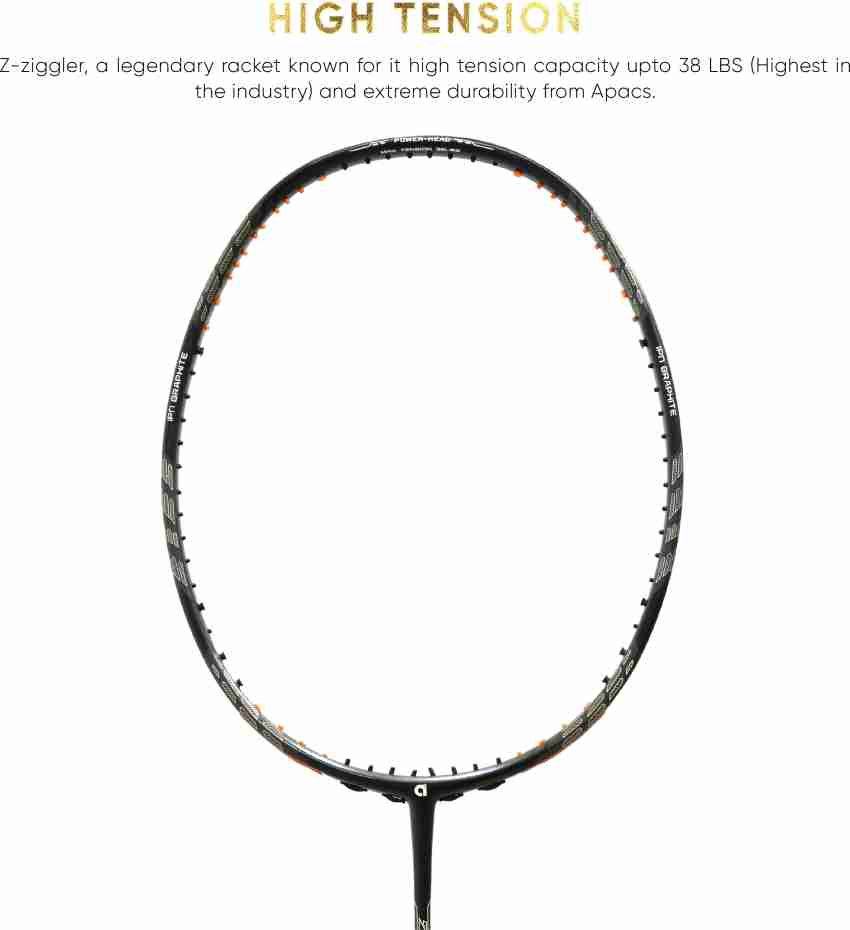apacs Z-Ziggler Limited Edition (38 LBS, 6.2mm World's Slimmest Shaft) Made  in Vietnam Black Unstrung Badminton Racquet