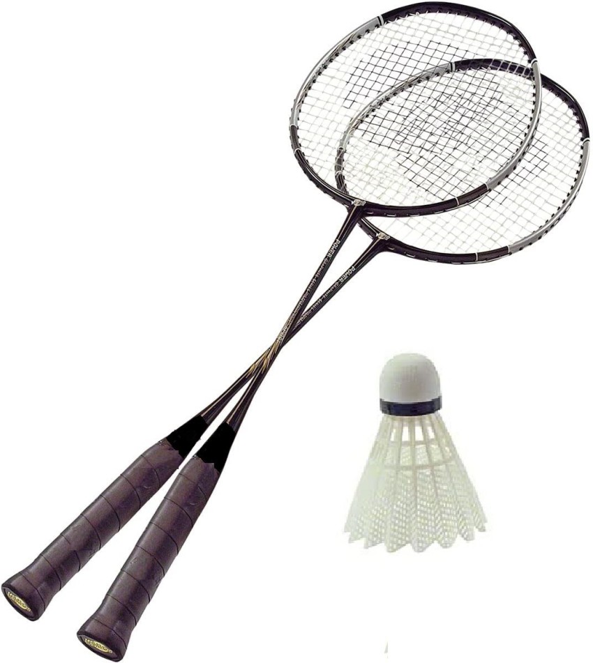 STATIC Amazing Quality (Pack of 2) Badminton Racquet + 1 Shuttlecock with Carry Bag Black Strung Badminton Racquet