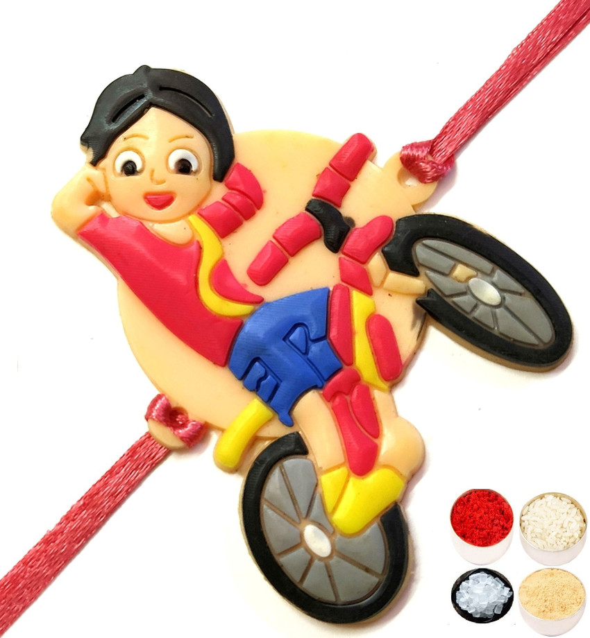 Velour Shoppe Kids Shiva Cycle Cartoon Rakhi for Kids Brother Assorted Chawal Roli Pack Set Price in India Buy Velour Shoppe Kids Shiva Cycle Cartoon Rakhi for Kids Brother Assorted Chawal