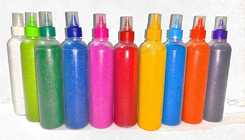 Rangoli Plastic Bottles with Tubes Nozzles (Multicolour) - Set of