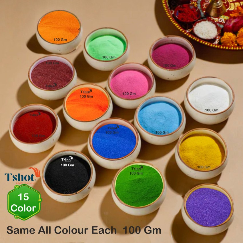 Rangoli Colors (Pack of 19 Colors - 100 grams (3.52 OZ) Each Rangoli  Powder),  price tracker / tracking,  price history charts,   price watches,  price drop alerts