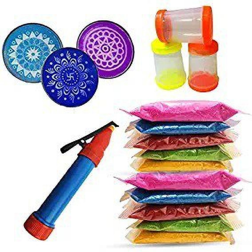 Rangoli Colors Powder Pack of 10 Powder With 1 Plastic Filler With 1  Rangoli Outliner Pen Tool 