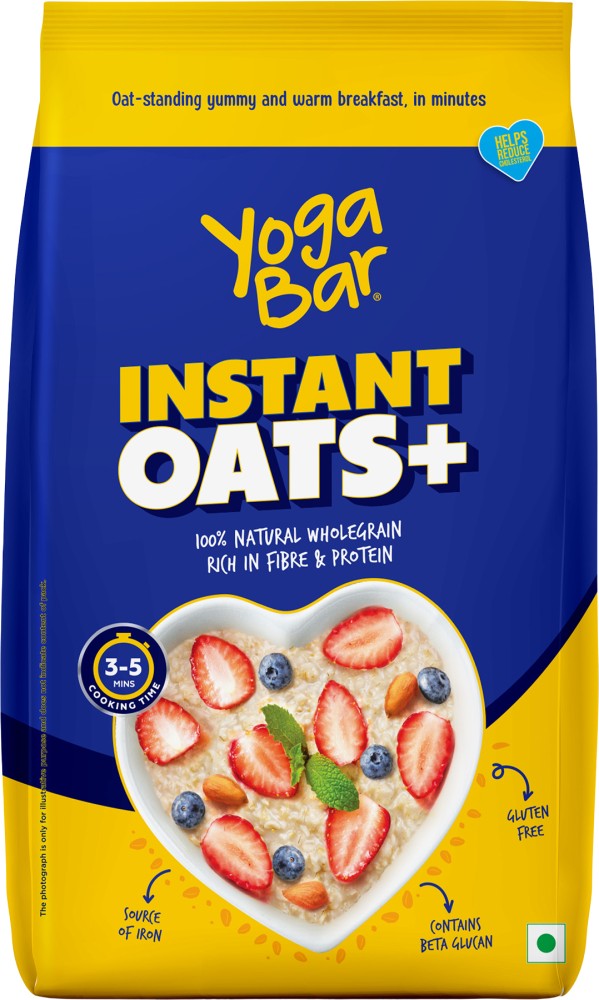 Yogabar Instant 100% Natural Gluten Free Rolled Oats 1 kg Price in India -  Buy Yogabar Instant 100% Natural Gluten Free Rolled Oats 1 kg online at