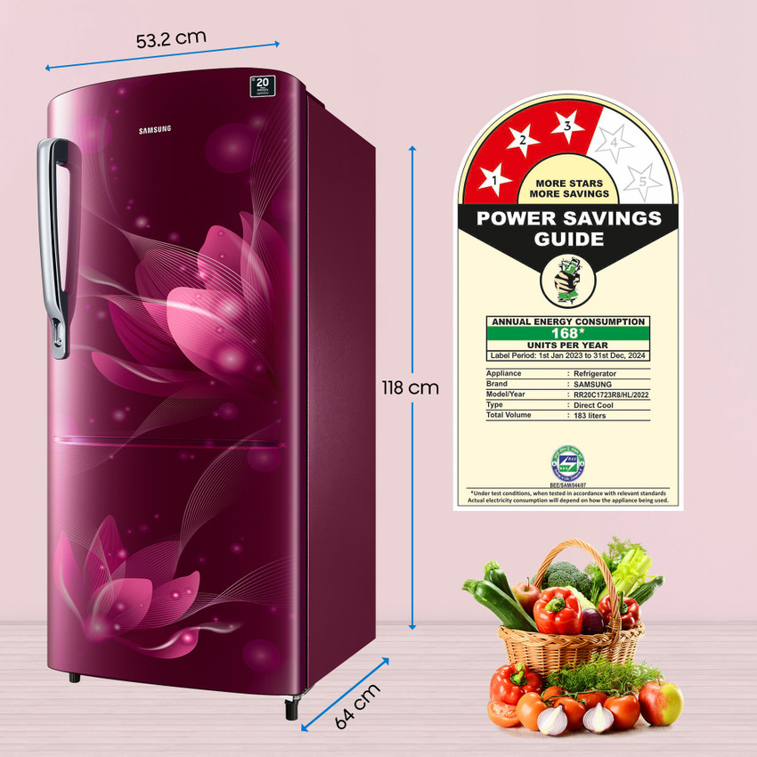 SAMSUNG 183 L Direct Cool Single Door 3 Star Refrigerator with Digital Inverter Online at Best Price in India Flipkart