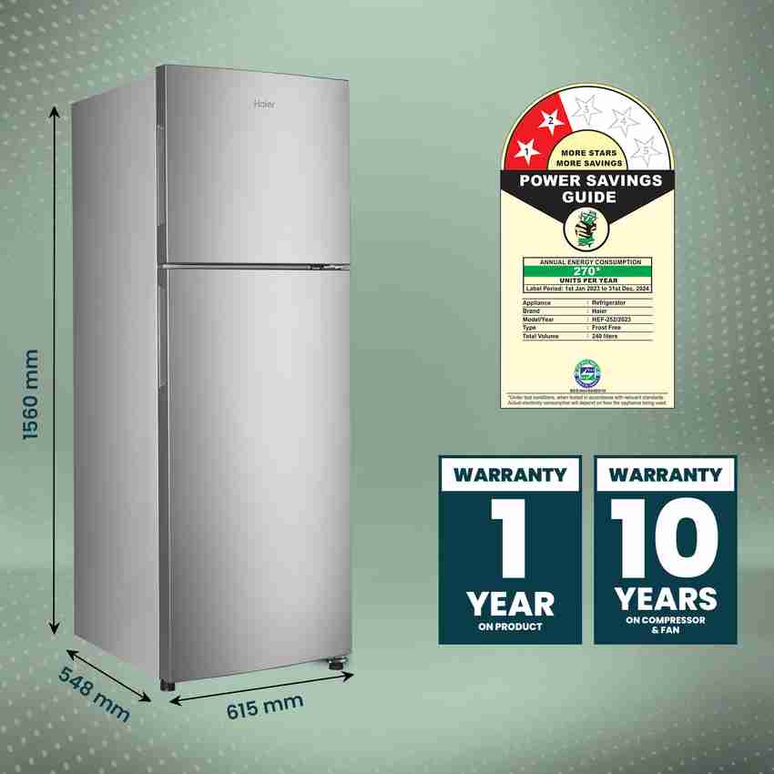 Haier 240 L Frost Free Double Door 2 Star Refrigerator Online at 