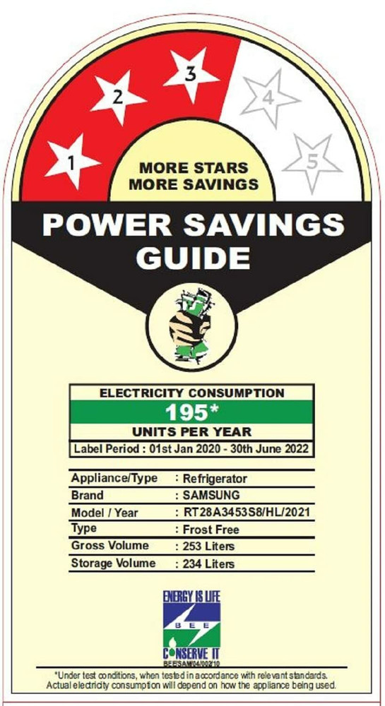 3 star refrigerator power hot sale consumption