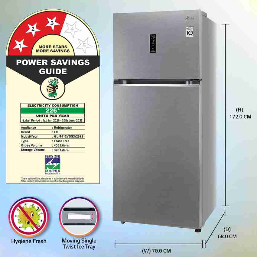 LG 408 L Frost Free Double Door 3 Star Convertible Refrigerator