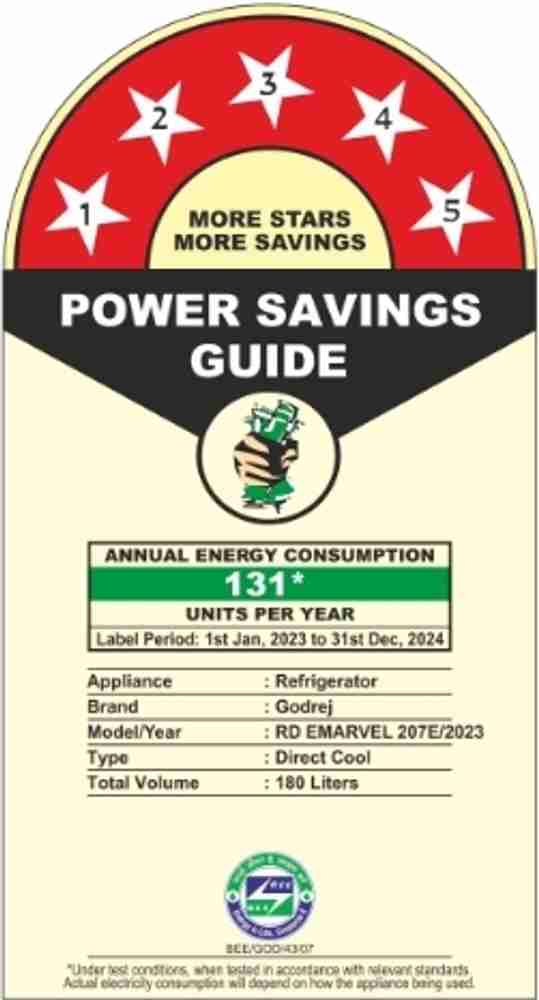 Power consumption of clearance 180 ltr refrigerator