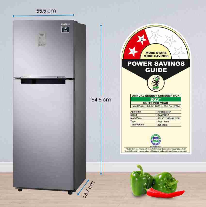 Samsung double door fridge watts top