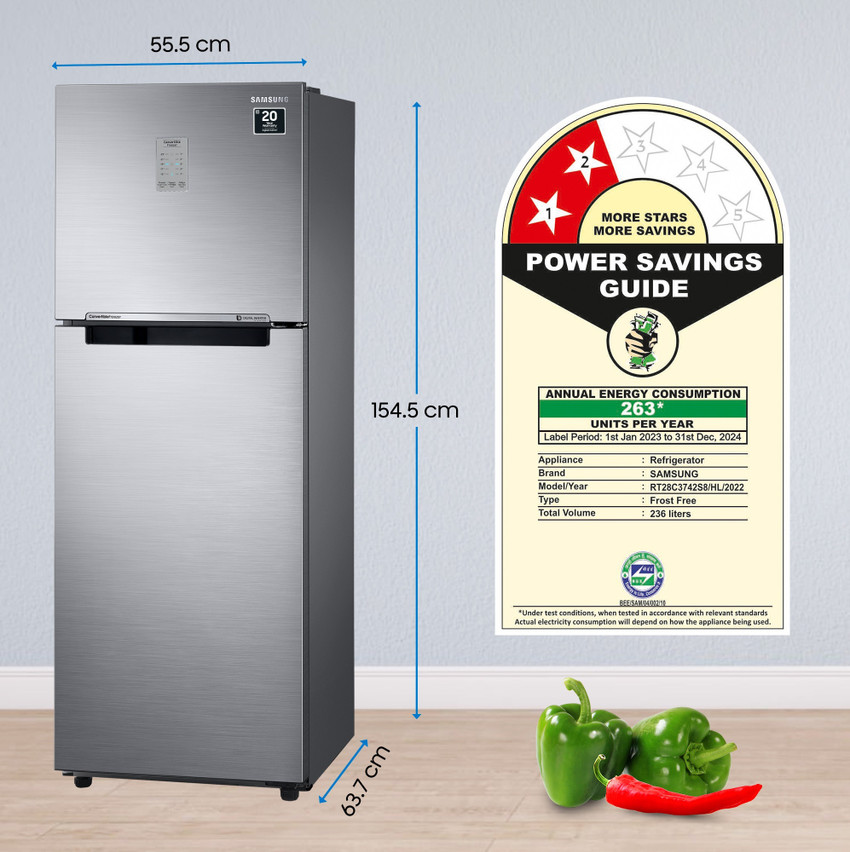 SAMSUNG 236 L Frost Free Double Door 2 Star Convertible Refrigerator with Digital Inverter with Display Online at Best Price in India Flipkart