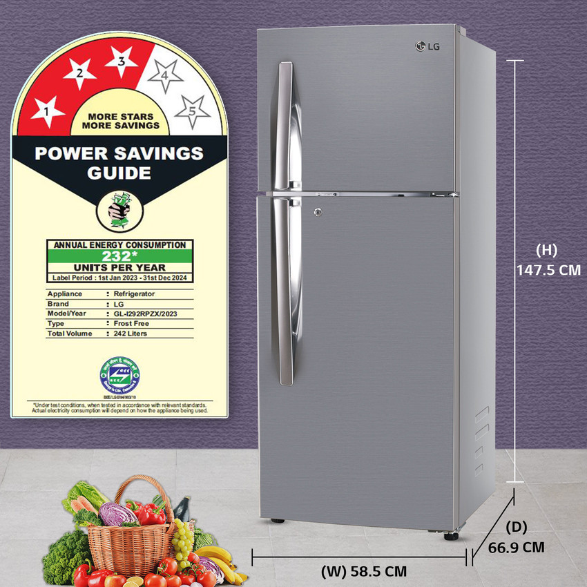 LG 242 L Frost Free Double Door 3 Star Refrigerator with Smart